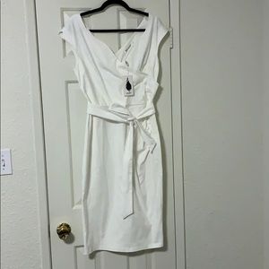 Muxxn White Dress with Tie Belt
